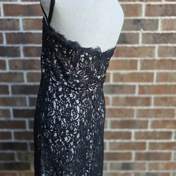 White House Black Market Black Lace Strapless Dress Size 10 Cocktail Formal Shea - Picture 9 of 14
